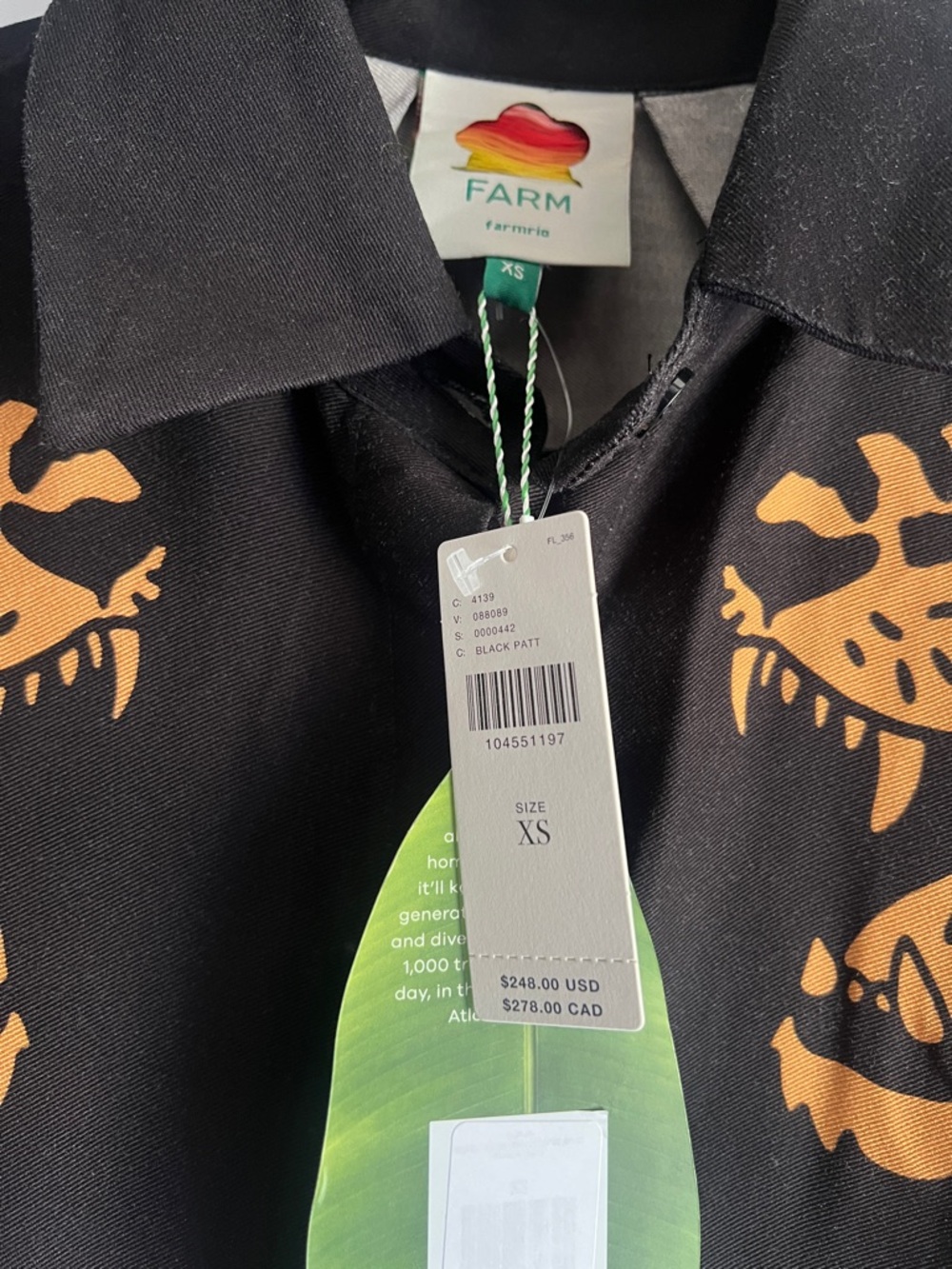 FARM Rio Black Roaring Tigers Long Sleeve Shirt Size XS NWT - Picture 6 of 16